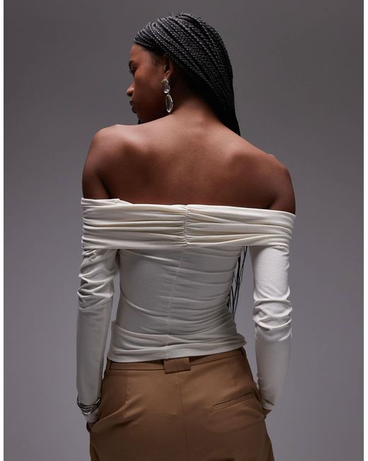 & Other Stories Gray Jersey Top With Draped Off Shoulder