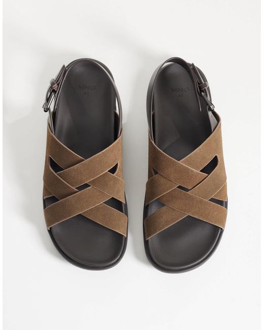 Mango 100% Suede Cross Strap Design Sandal With Buckle Detailing in ...