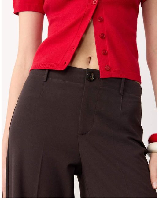 Stradivarius Red Wide-leg Formal Wear Trousers