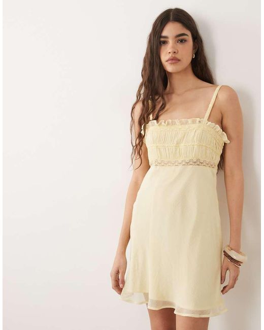 ASOS Natural Cami Mini Dress With Lace Trim