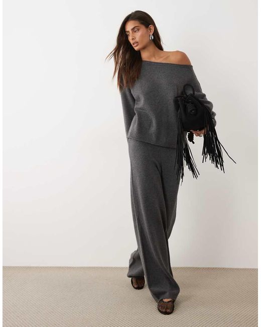ASOS Black Slouchy Off The Shoulder With Wool