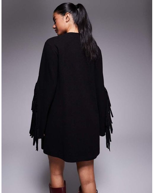 ASOS Blue Supersoft Fringe Detail Mini Dress