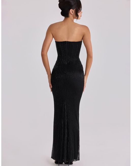 House Of Cb Black Alicia Hand-Beaded Embellished Maxi Dress