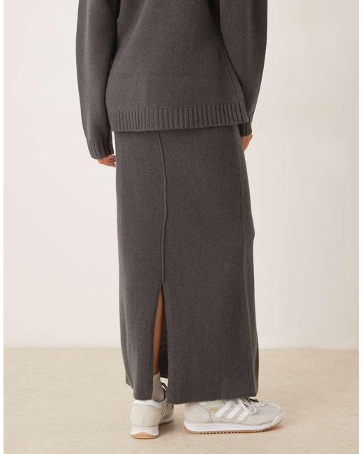Falda Midi De Punto De Lana De Cordero De (Parte De Un Conjunto) ASOS de color Gray