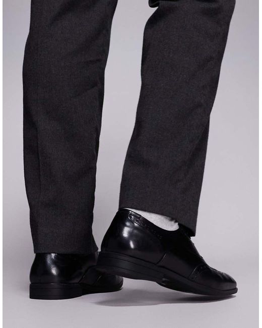 Schuh Black Row Lace Up Derby Shoes With Broguing for men