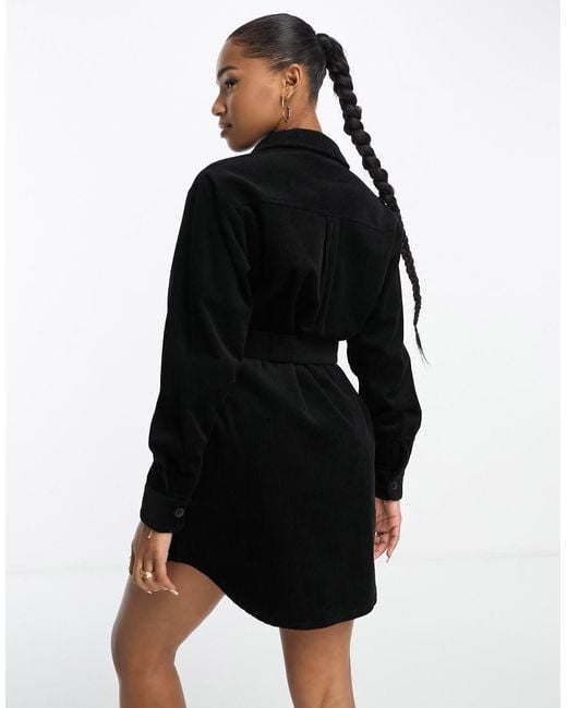 ASOS Black Cord Belted Shirt Dress