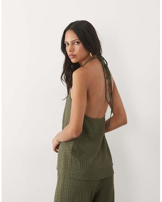 ASOS Green Co-Ord Textured Halter Neck Top