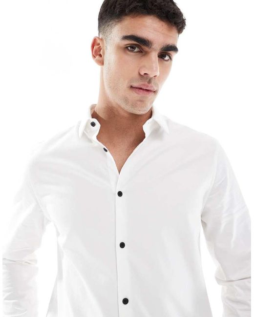 Camicia Elegante Regular Fit di ASOS in White da Uomo