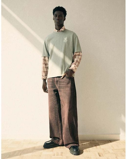 Bershka Green baggy Skater Jeans for men