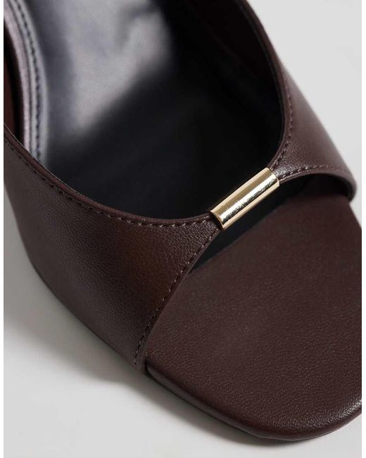 Mango Natural Heeled Mule With Gold Trim