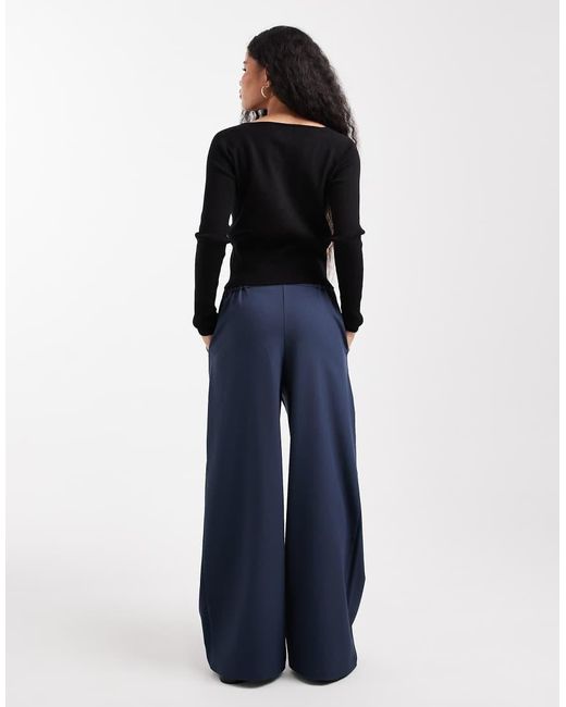 Pantalones De Sastre De Pernera Recta Holgada De Asos Design Petite ASOS de color Blue