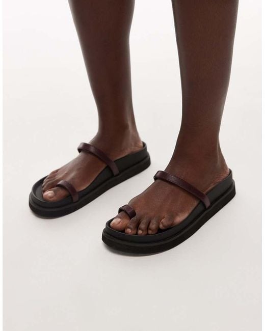 TOPSHOP Black Josh Minimal Flat Sandals
