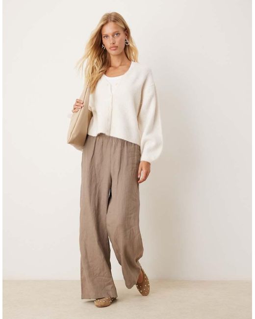 Gina Tricot Natural V Neck Knitted Wool Alpaca Cardigan