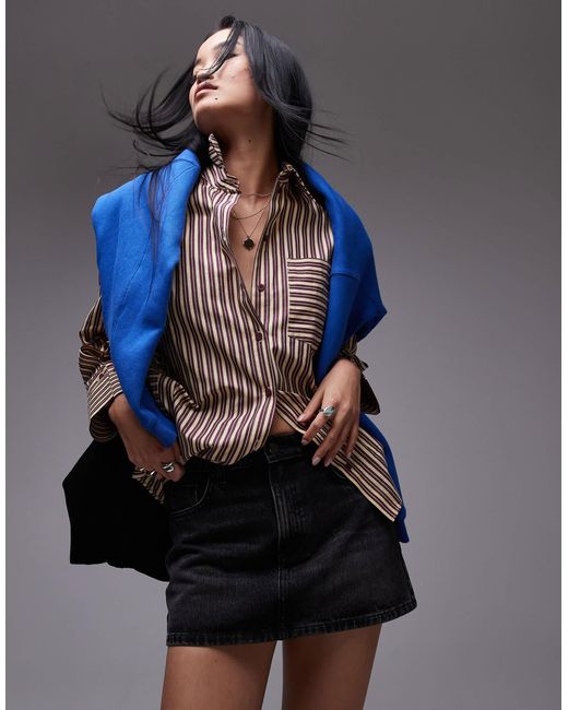 TOPSHOP Blue Denim Pelmet Mini Skirt