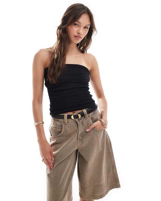 Brave Soul Black Cotton Jersey Bandeau Top