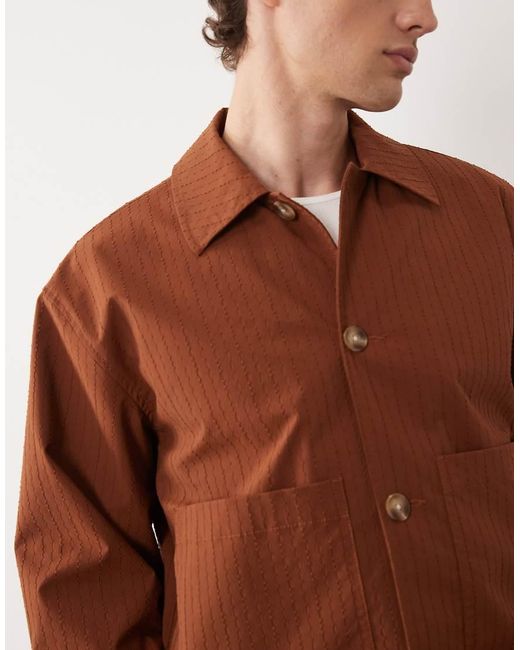 ASOS Brown Textu Harrington for men