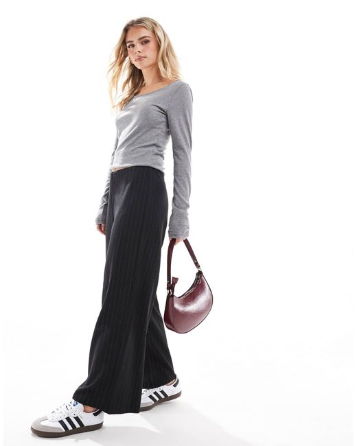 Miss Selfridge White – hose mit nadelstreifen und weitem bein