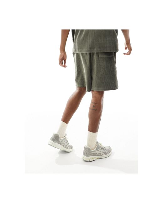 ASOS Natural Oversized Ribbed Verlour Shorts for men