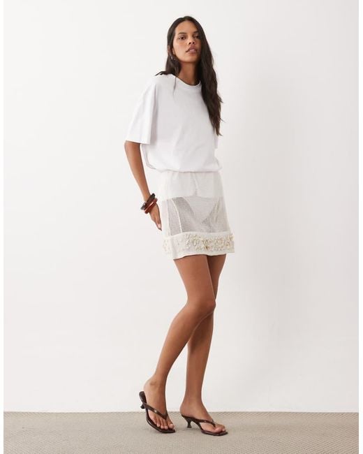 ASOS White Crochet Shell Skirt