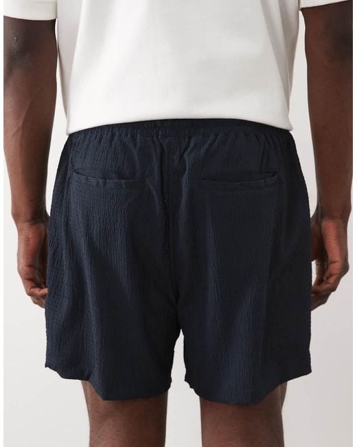 River Island White Crinkle Pull On Shorts for men