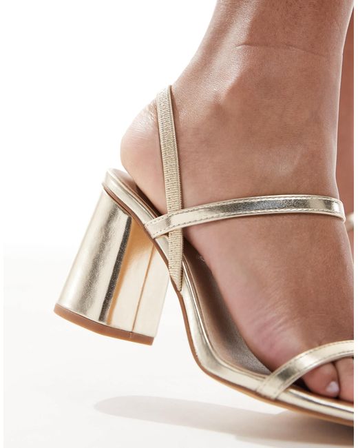 London Rebel Pink Block Heeled Sandal