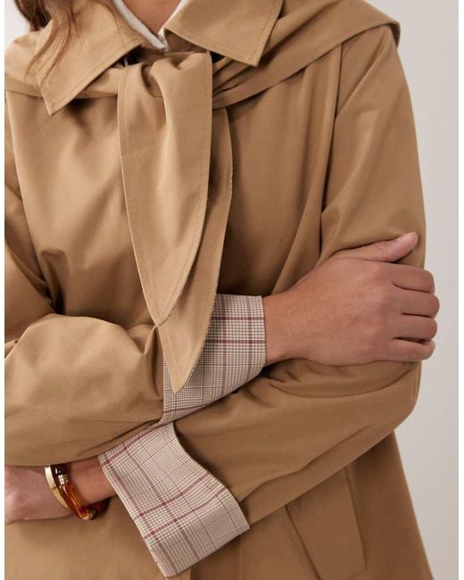 Abercrombie & Fitch Natural A Line Cropped Trench Coat With Scarf Detail