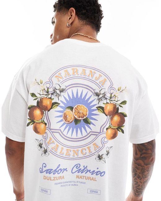 ASOS Gray Oversized T-shirt With Orange Back Print for men