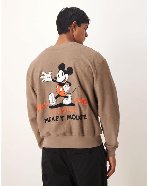 ASOS Brown Disney Unisex Oversize Cardigan With Mickey Mouse Print