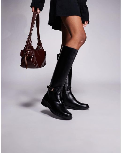 SIMMI Black Simmi London Oakleigh Riding Knee Boots With Buckle Detail