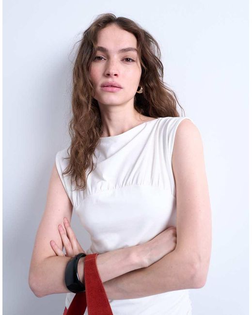 TOPSHOP Top Met Zonder Mouwen En Rimpeleffect in het White