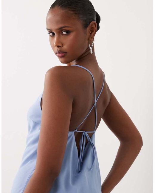 ASOS Blue Hybrid Satin Panel Cami Maxi Dress