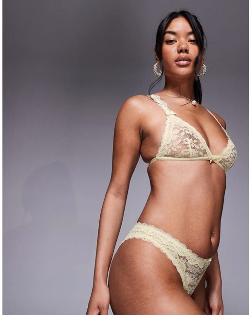 ASOS Brown Hazel All Over Lace Brazilian With Lace Trim