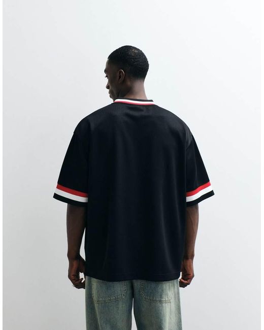 ICECREAM Blue Colleigate V-neck T-shirt With Logo Print for men