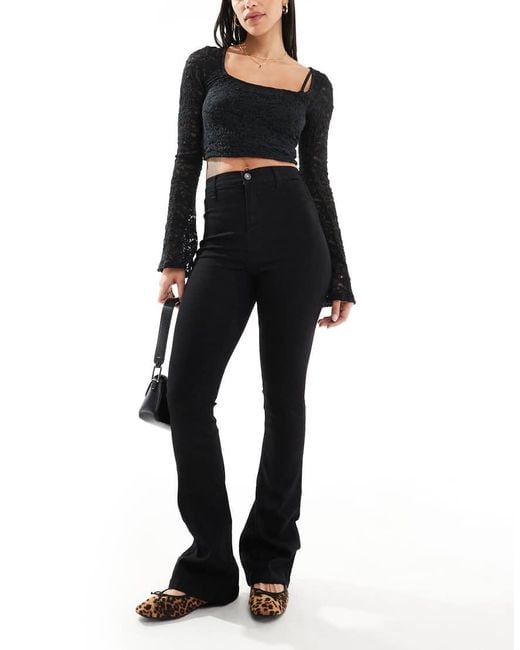 Don't Think Twice Black Dtt Bianca High Waist Flared Jeans