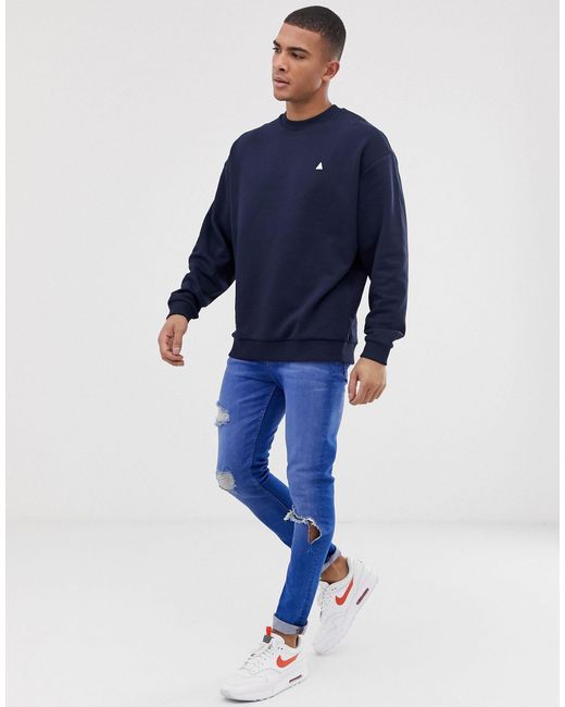 ASOS Oversized Sweatshirt in Navy (Blue 