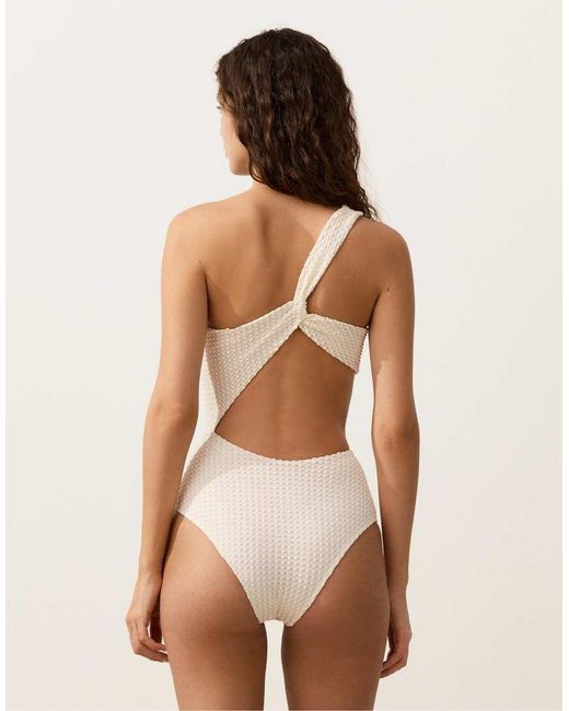 Oysho Natural Bubble Crochet Asymmetric Trikini