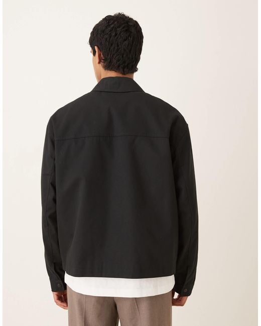 ASOS Black Oversized Harrington Jacket for men