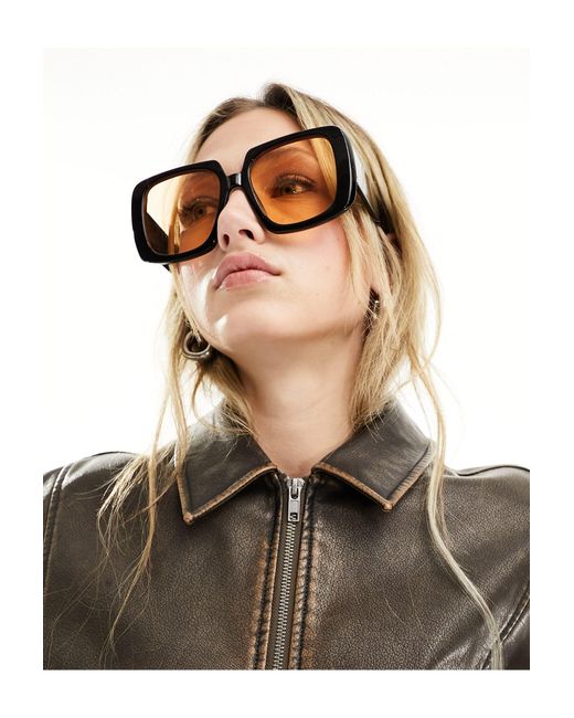 ASOS Brown – oversize-sonnenbrille im 70er-stil mit gläsern