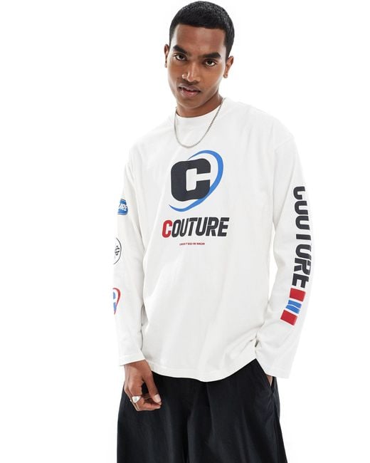 The Couture Club White Motorcross Graphic Longsleeve T-shirt for men