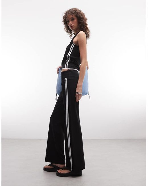 Collusion White Low Rise Flared Track Pant Co-ord