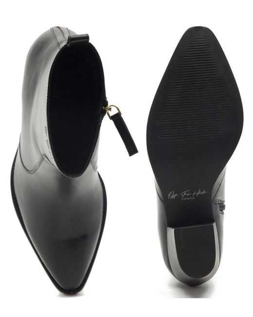 OFF THE HOOK Black Tower Premium Leather Ankle Zip Boots