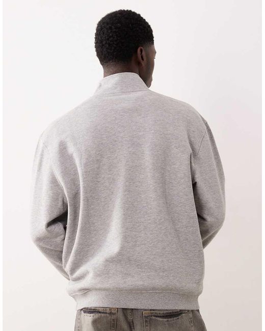 ASOS Gray Essentials Sweatshirt With Quarter Zip for men