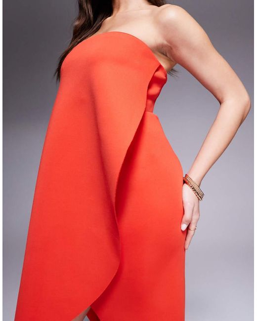 ASOS Minimale Midi Jurk Met Overslag Rondom in het Red