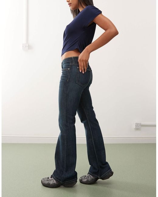 Weekday Blue Nova Low Waist Slim Fit Bootcut Jeans