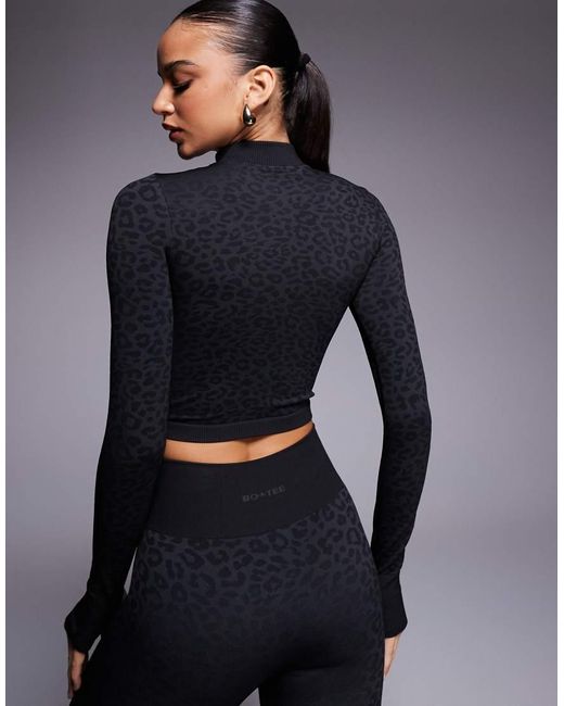BO+TEE Blue Thermal Seamless High Neck Long Sleeve Top