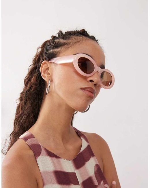 Reclaimed (vintage) Brown Bubble Oval Sunglasses