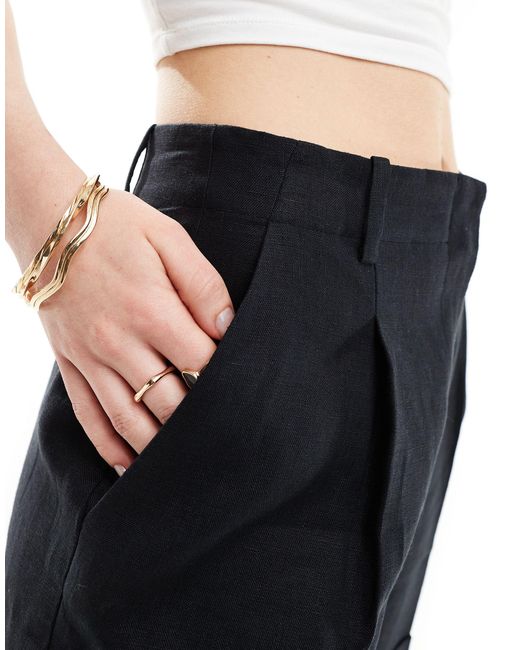 & Other Stories Black Tailored Linen Shorts
