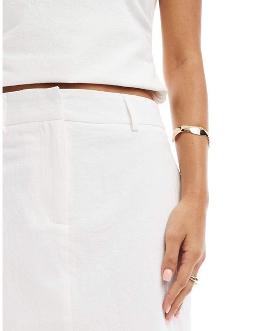 4th & Reckless White Linen Look Cotton Contrast Ric Rac Trim Maxi Skirt Co-ord