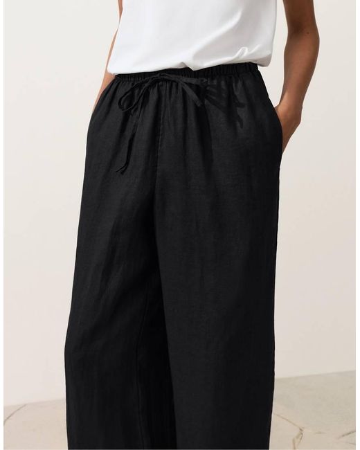 Oysho White 100% Linen Straight-leg Trousers With Seam Detail
