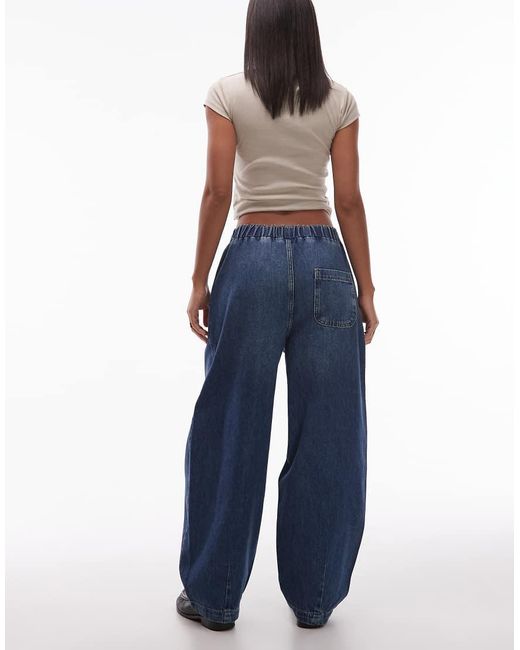 ASOS Blue Pull On Barrel Leg Jean